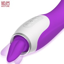 Clit Vibrator Sucking Licking Tongue G-Spot Stimulator Dildo Oral SexToys Purple
