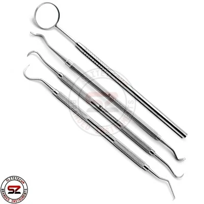 SLITETECH® 4er Set Zahnreinigung Sonde Zahnpflege Edelstahl Excavator Zahnkratzer CE