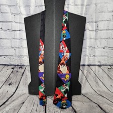 Vintage Looney Tunes Mania Neck Tie Men Accessory Bugs Bunny Taz 1995 100 Silk