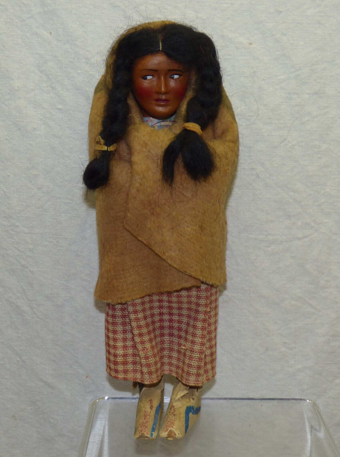 Skookum Dolls 9 7/8" Male & 9" Female w Taped Feet & Side Glancing Eyes Vtg Pair