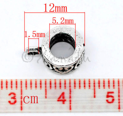Wholesale Silver Plated European Large Hole Bail Beads B8430 - 10, 20, Or 50 PCs, Xanadu Designs