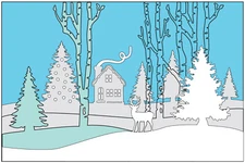 Shadow Box Christmas Landscape 05 Lasercut for MDF board Digital File Download