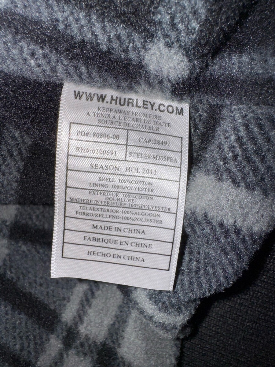 NWOT Men's Hurley Flannel Lined Jacket Size XXL Black Thick NWOT Men's Hurley Flannel Lined Jacket Size XXL Black Thick