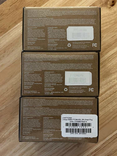 Lot of 3 WeMo WiFi Enabled Mini Smart Plugs White F7C063