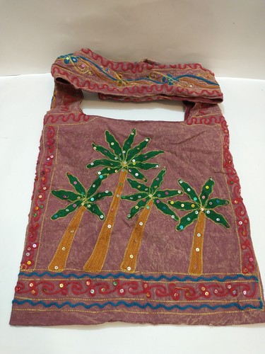 Indien Boutique Umhängetasche Handtasche Damen mehrfarbig grün Blätter Palmen Hobo Bag - Bild 8 von 20