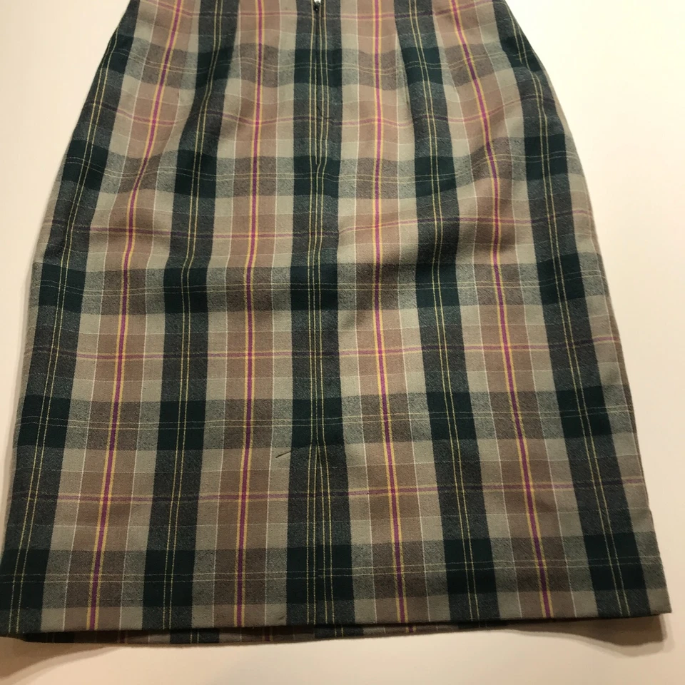 Falda JG Gancho Mujer 6 Verde Marrón Lana a Cuadros Academia Modesta Recta Esencial Foto 2 de 4