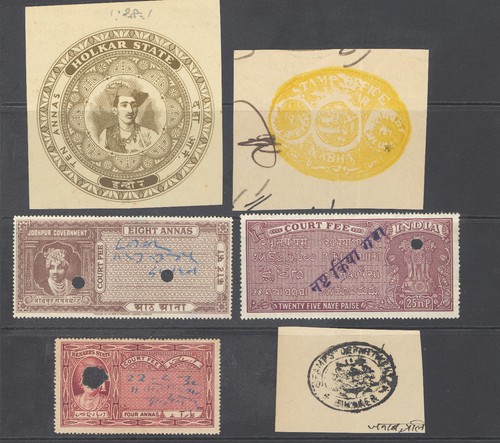 India - Indian States - Fiscal and back of book stamps - 38 stamps Mostly used.