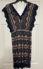 Woman’s Blue/Nude Lace Dress, Size Medium 