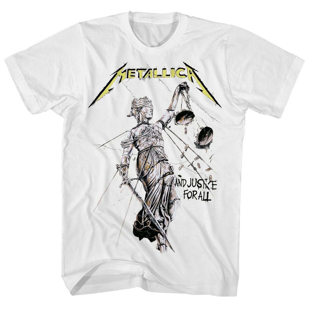 METALLICA And Justice For All White T-shirt Heavy Metal Tee Adult Size S-5XL