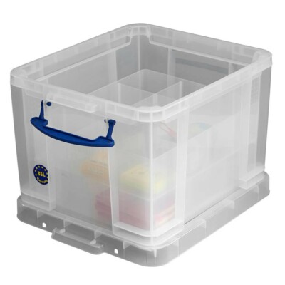 Really Useful Aufbewahrungsbox mit 3 Einsätzen 35l 480 x 390 x 310mm transparent
