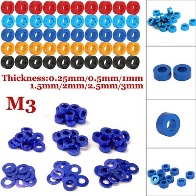 10-100PCS M3 0.25mm-3mm Color Aluminum Alloy Flat Washers Round Spacer Anodized