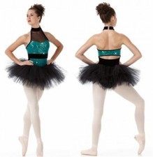 Mystifying Child Small Dance Costume Front Lined Halter Sequin Ballet Tutu