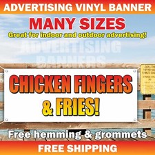CHICKEN FINGERS FRIES Advertising Banner Vinyl Mesh Sign potato chips fast food