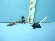 Miniature Judge's Gavel Inkwell wi Quill 324, 386 Non-Usable 1/12 Scale