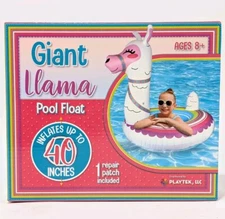 Playtek Giant Llama 40” Pool Float W/ Repair Patch Included New Kids Pool Floaty