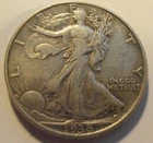1938 P Walking Liberty Half Dollar, EXTRA FINE,  90% Silver Coin (38PAB1)