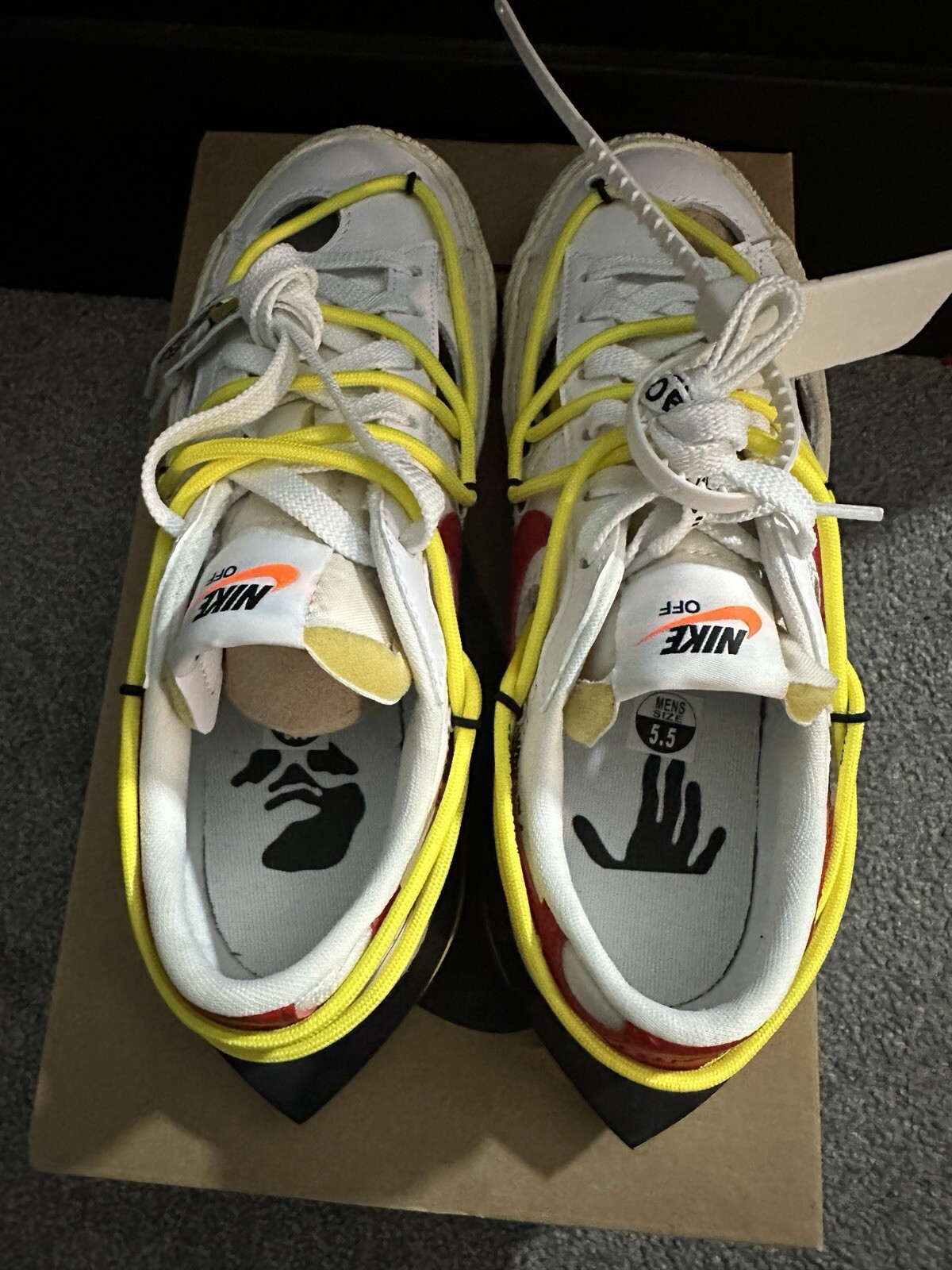 OFF WHITE X NIKE Taglia 5 5 Nike Off White x Blazer Basso Bianco Università Rosso