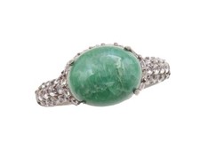 925 Sterling Silver Vintage Ring Dark Tone Green Gemstone  Topaz Sz 7 RG30951