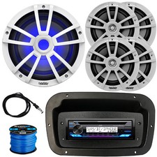 JVC AM/FM Bluetooth Marine Receiver, 4x 6.5" Speaker, 10" RGB LED Boat Subwoofer