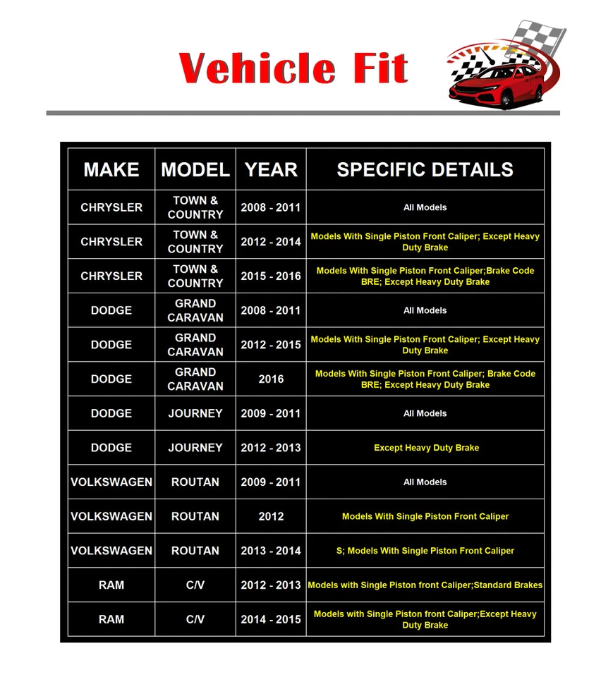 Front Brakes Rotors Brake Pads Fit Dodge Grand Caravan Chrysler Town & Country - Image 2 of 4