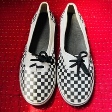 Vintage Vans Shoes Checker Lace Up 1980s 1990s men's 7.5 Skateboard Black White