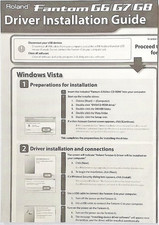 Roland Fantom G6 G7 G8 Keyboard Original Driver Installation Guide Foldout Sheet