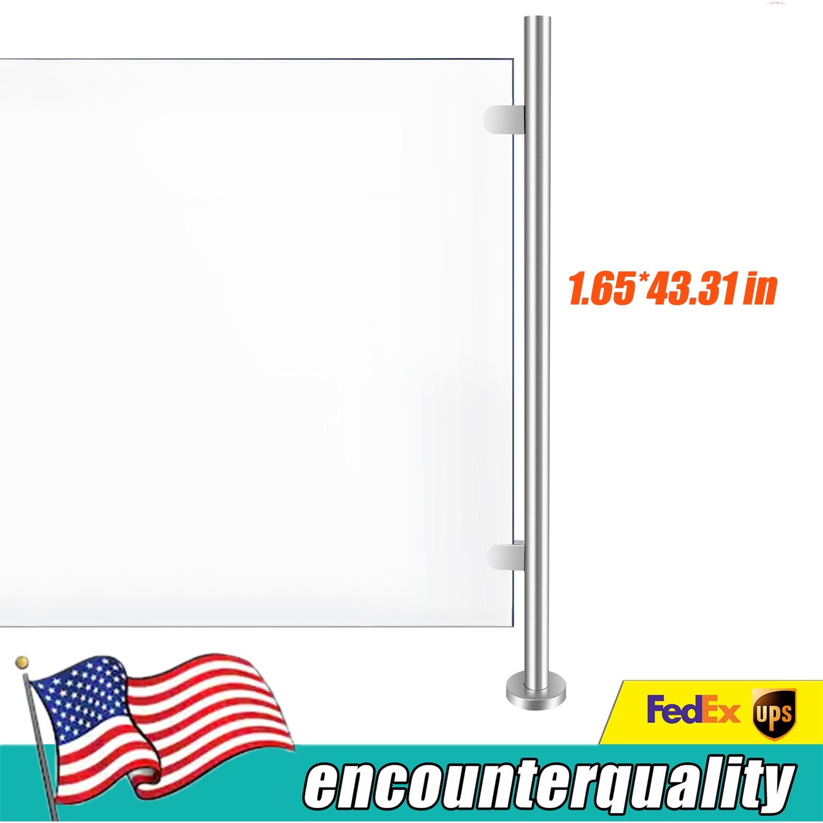 Stainless Steel 43.31in End Post for Balcony Stairs Attic Railings USA