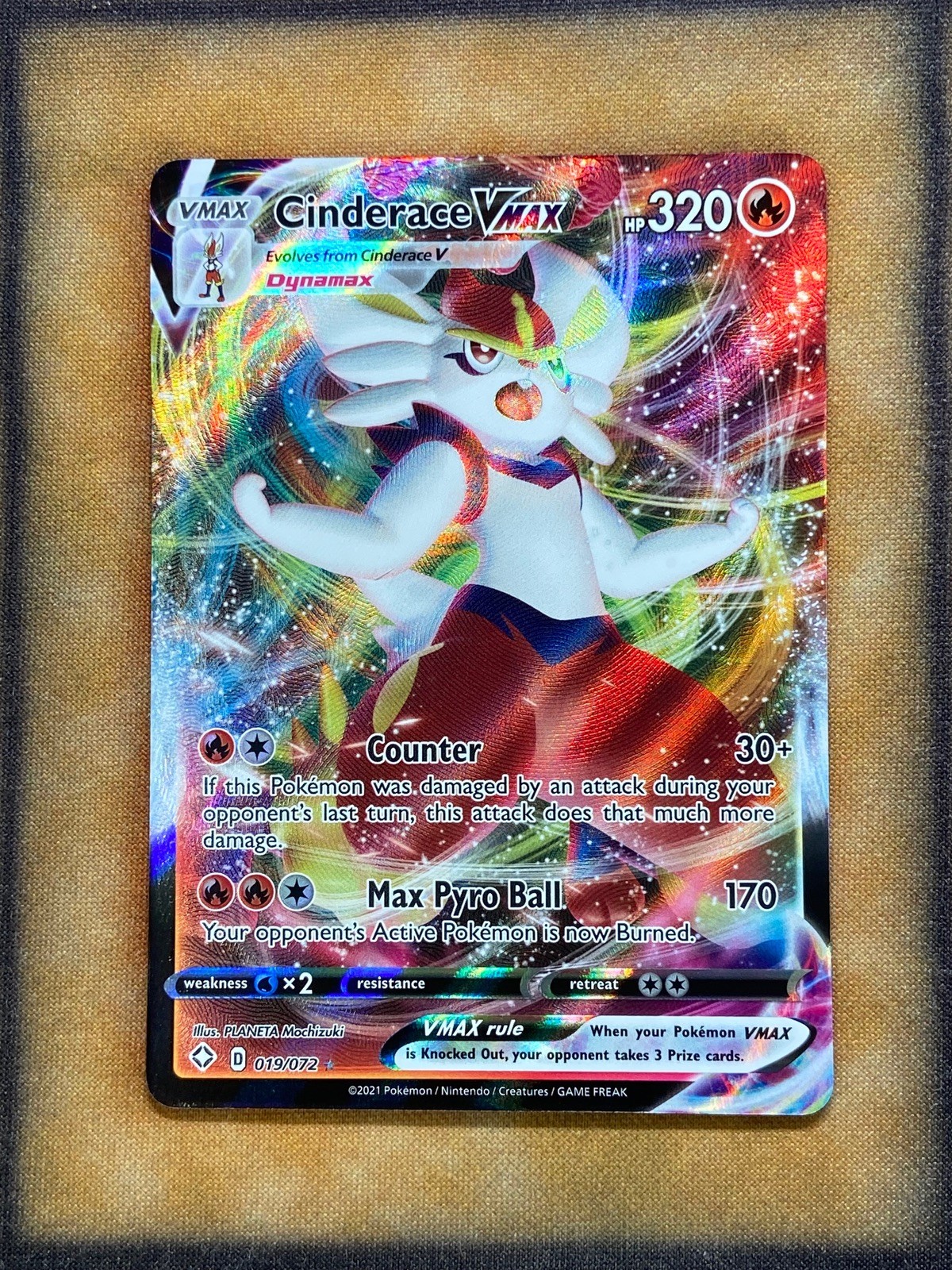 Pokemon Cinderace VMax 019/072 Shining Fates Ultra Rare Holo NM