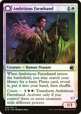 MTG FOIL Ambitious Farmhand // Seasoned Cathar  - Innistrad: Midnight Hunt #2