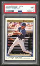 1991 O-PEE CHEE PREMIER ROBERTO ALOMAR #1 TORONTO BLUE JAYS HOF PSA 9 MINT