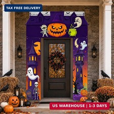 3 Pcs Halloween Haunted Building Banner, Scary Archway Door Banner