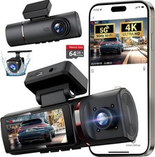 3 Channel 4K Dash Cam Front and Rear Inside, Built-in 5G WiFi,4K 1080P 1080P ...
