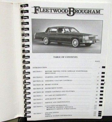 1986 Cadillac Fleetwood Brougham Sedan Owners Operator Manual