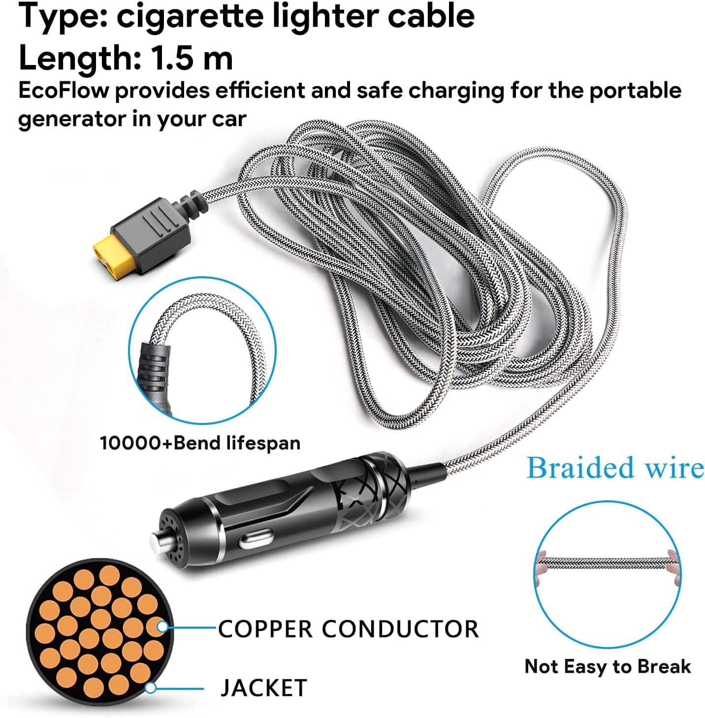 XT60 Extension Charging Cable DC Car Charger to Cigarette Lighter Plug... 