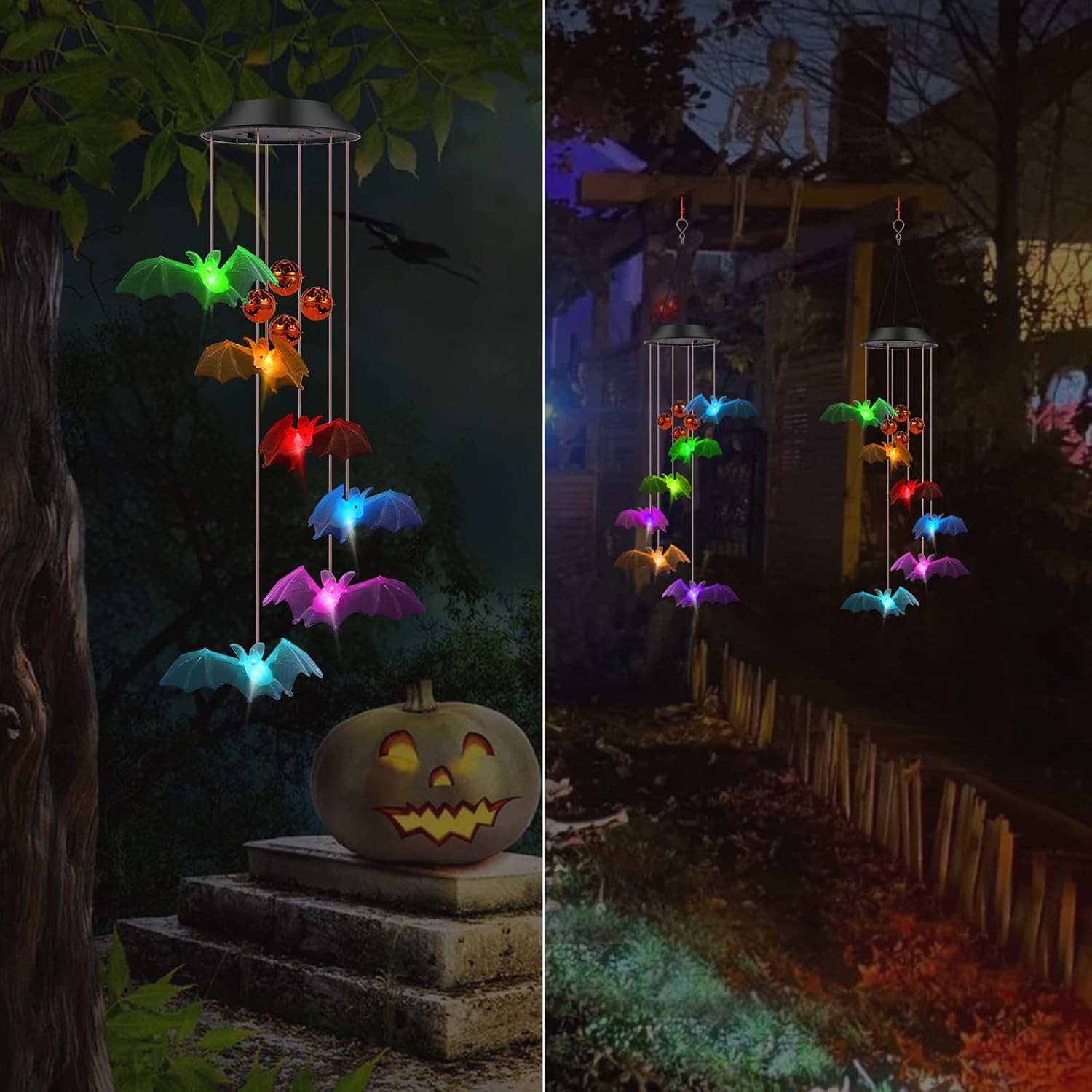 Halloween Solar Wind Chimes for Party Yard Porch Patio Home Hanging Decor