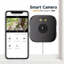 Window Security Camera WiFi 2.4/5GHz 3MP Full Color Night Vision Indoor Mount Uk