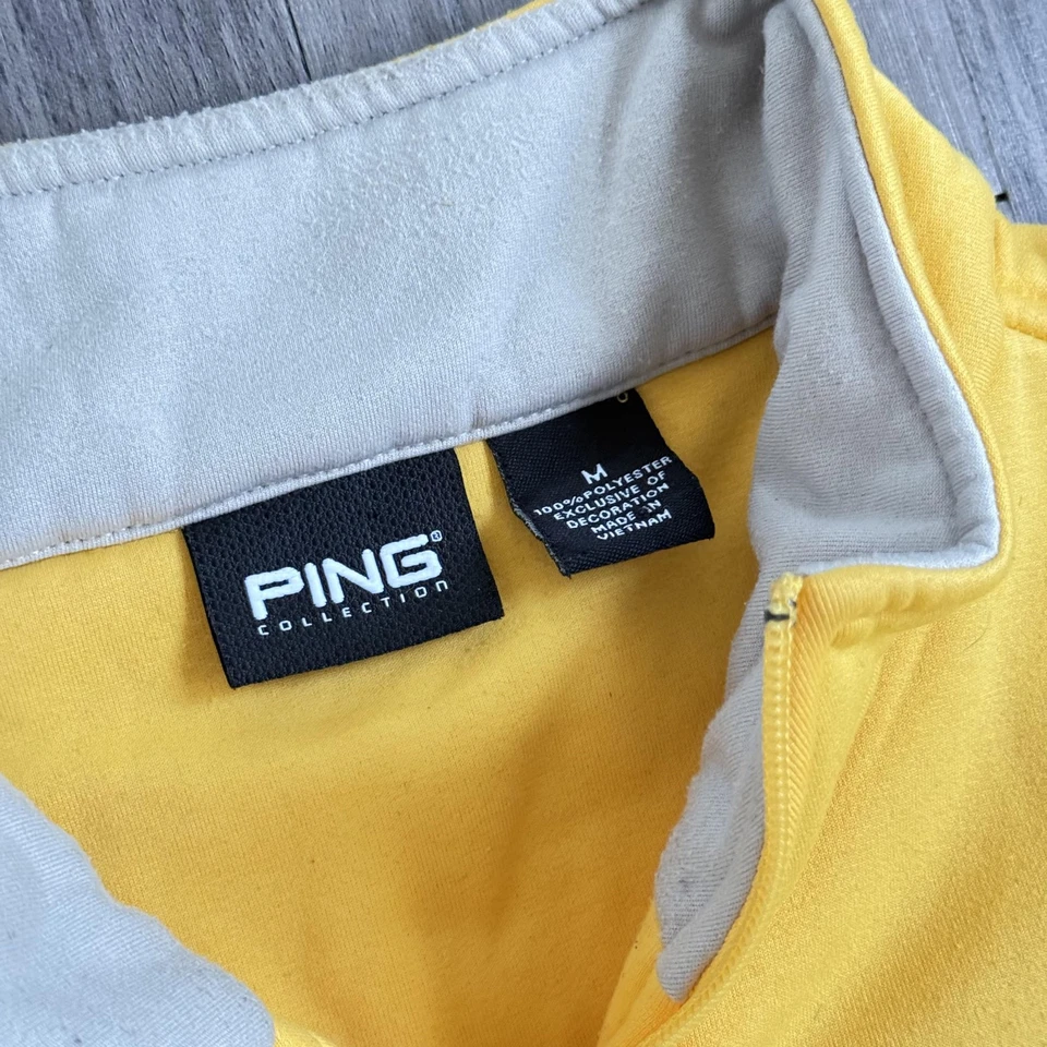 Chaleco Pullover de Golf Colección PING Para Hombre Mediano Amarillo Polar Cuarto Cremallera Foto 4 de 4