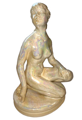 Morphew Abode '70s K Steiner Ceramic Nude Women Sculpture Cream Iridescent Glaze