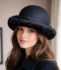 Vintage Betmar Wool Felt Black Hat 100 Wool Felt Hat Fair Fur Made In USA