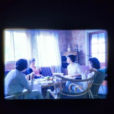 1960s NORWAY, Snapshot photo, Women Having Coffee/Tea (Double Exposed)