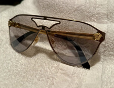 Versace MOD 2161 Oversized Aviator Sunglasses Gold Metal Gray Tinted UV400