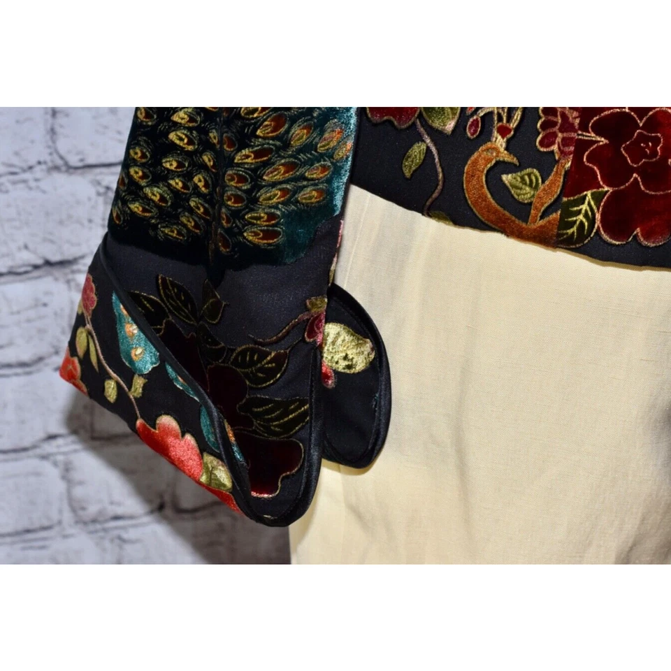 JS Collections Velvet Burnout Peacock Floral Asian Brocade Jacket Size 8 - Image 4 of 4