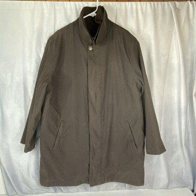 Ralph Lauren Men Overcoat Coat 46R Brown Removable Quilted Warmer Wool Liner Zip