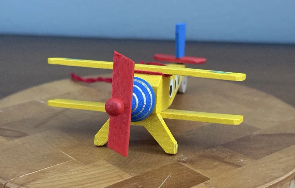 Steinbach Wood Biplane Double Wing Plane, Moving Propeller 4" Ornament Christmas - Image 4 of 4