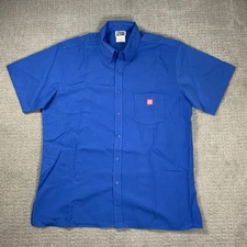 DUNKIN' DONUTS Employee Uniform Button Front Shirt Blue Men’s Size Large NWOT