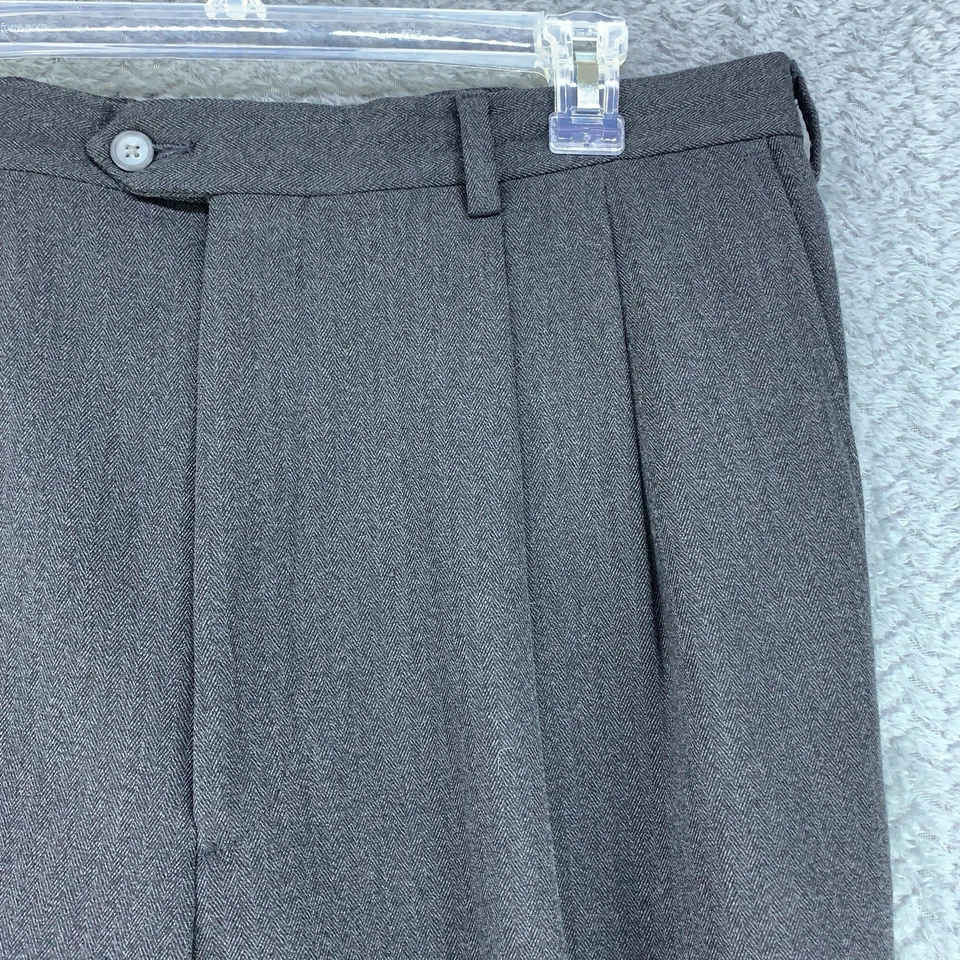 Pantalones De Colección AKA Eddie Bauer Para Hombre 36 Gris Plisado Puños 100% Lana Hechos en EE. UU. Foto 2 de 4
