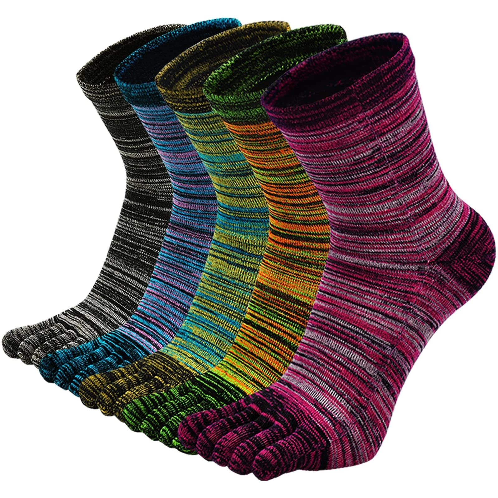 Toe Socks Five Finger Striped Running Athletic Cotton Ankle 5 Pairs