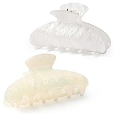 Aileam Acetate Hair Claw Clips for Women,White Beige hair clip French Design ...