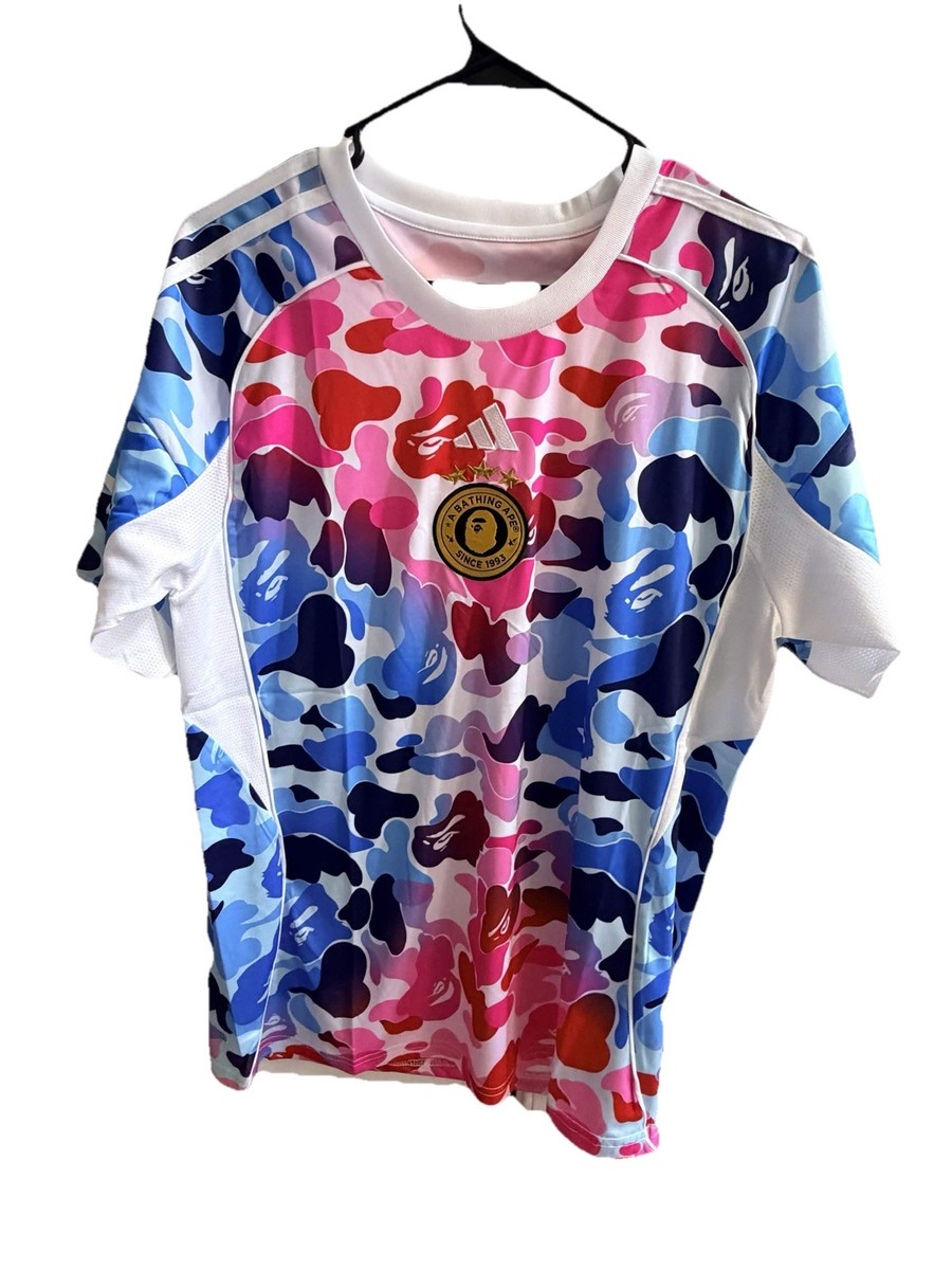 adidas×A BATHING BAPE Shock Blue Jersey Adidas x BAPE FB Jersey Top Shock Blue | eBay
