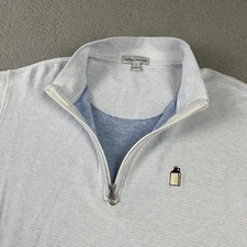 Peter Millar 1/4 Zip Mens Large Gray Striped Cotton Stretch Golf Activewear